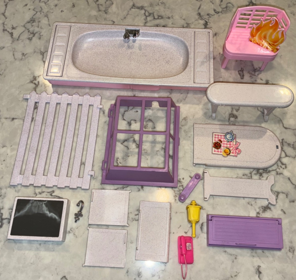 Replacement Parts Lot Vintage 1996 Barbie Folding Pretty House Trifold