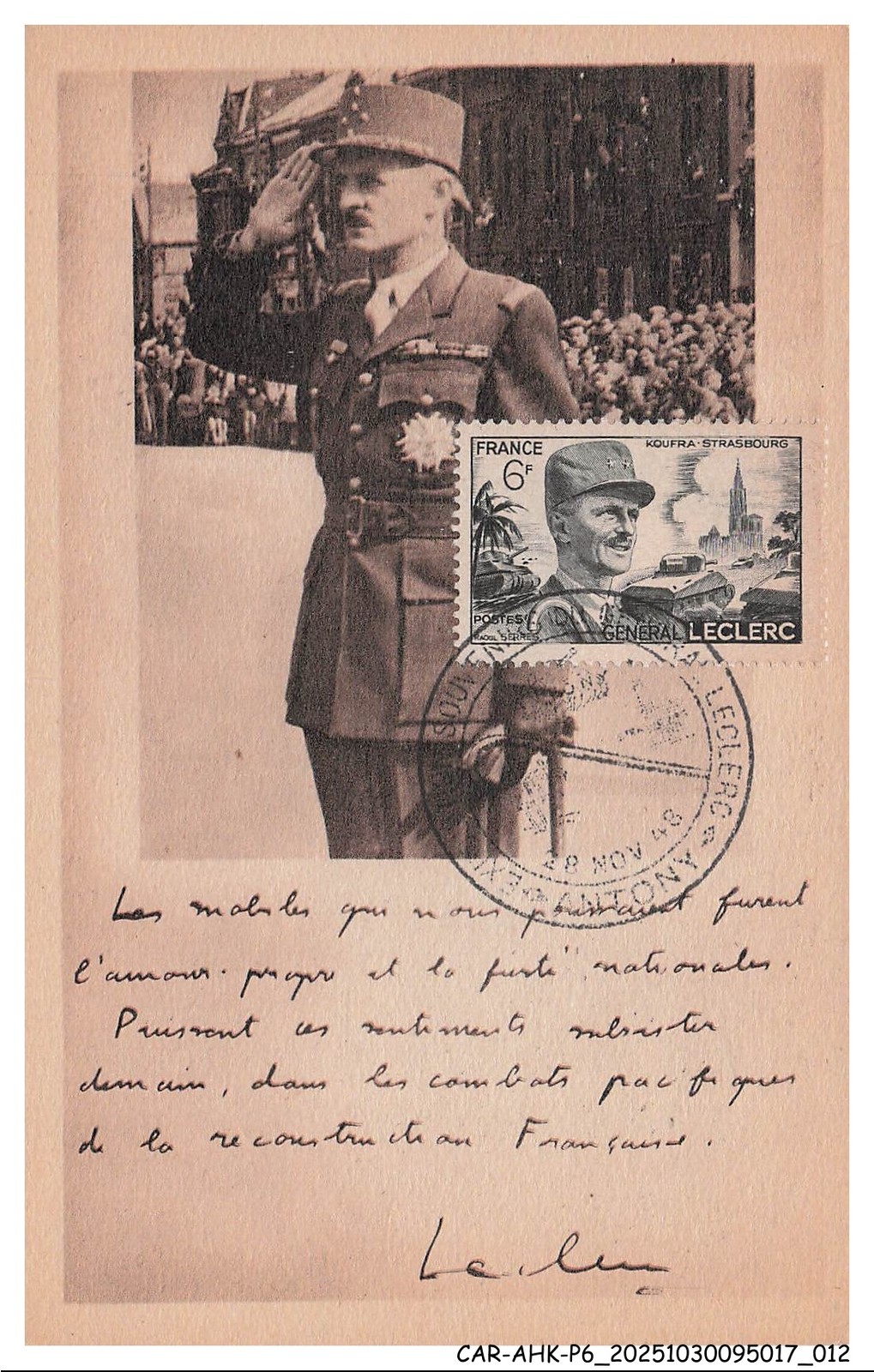 CAR-AHKP6-0301-MAXIMUM Cards - Général Leclerc - 1948