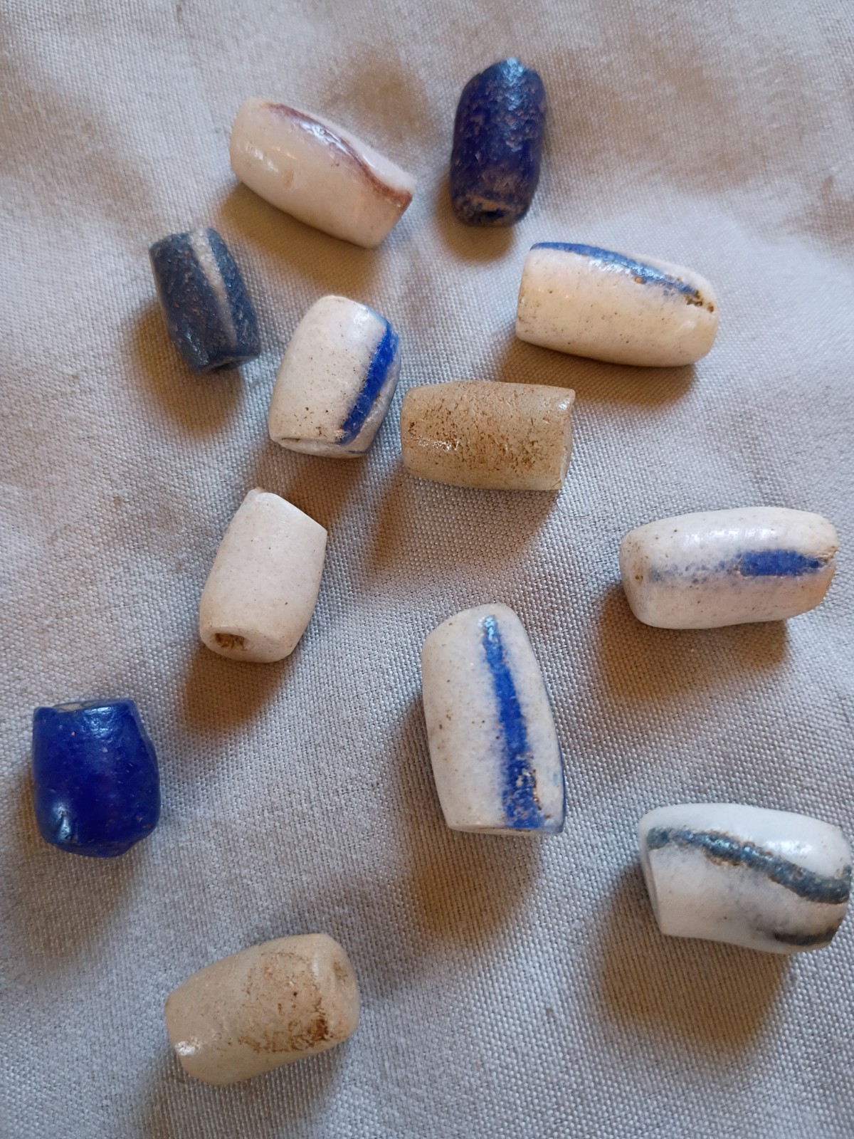 12 Antique African Powder Glass Trade Beads.
