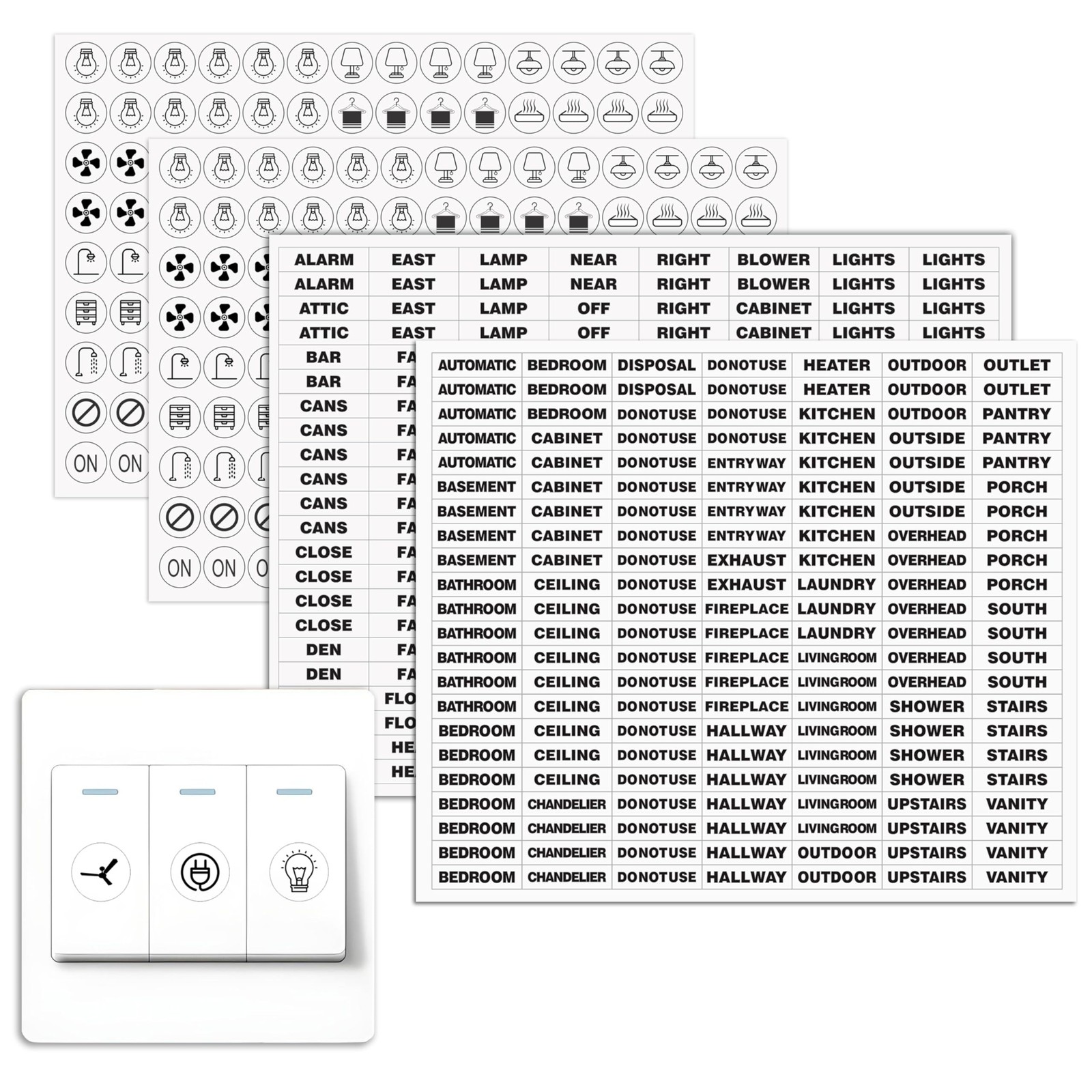 Transparent Fan Light Switch Sticker for Identifying Switches and for Organiz...