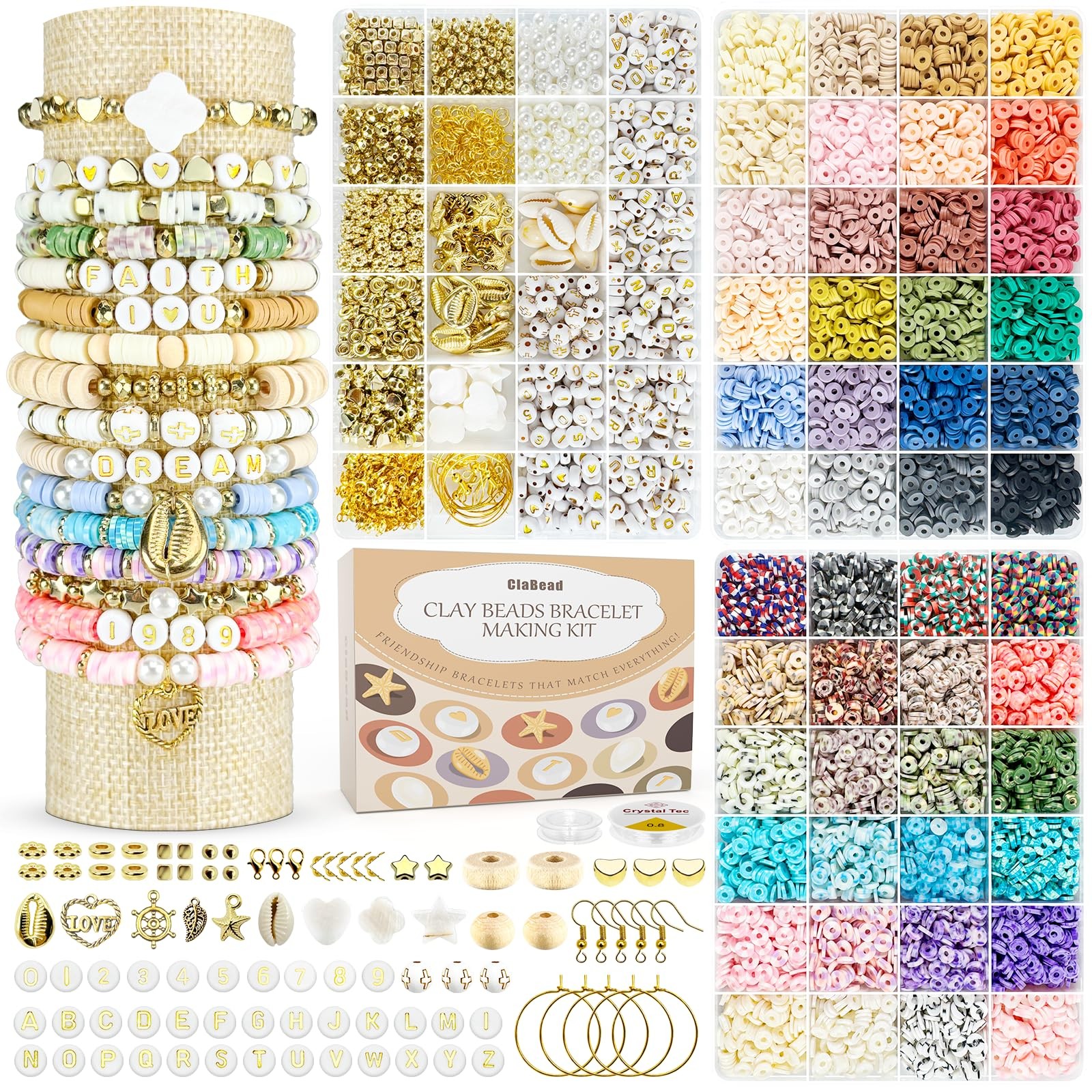 ClaBead 14000 Pcs Clay Beads Bracelet Making Kit for Adults, 3 48 Colors 