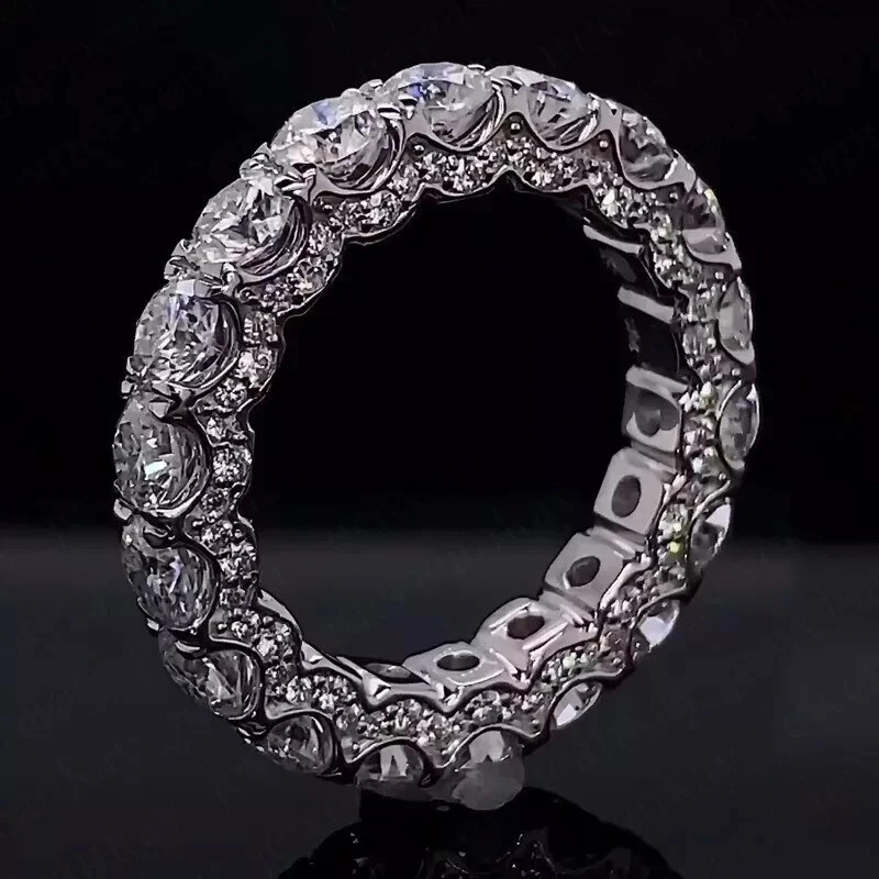 2.20 CTW Round Cut D/VVS1 Moissanite Full Eternity Band In 14K White Gold Plated