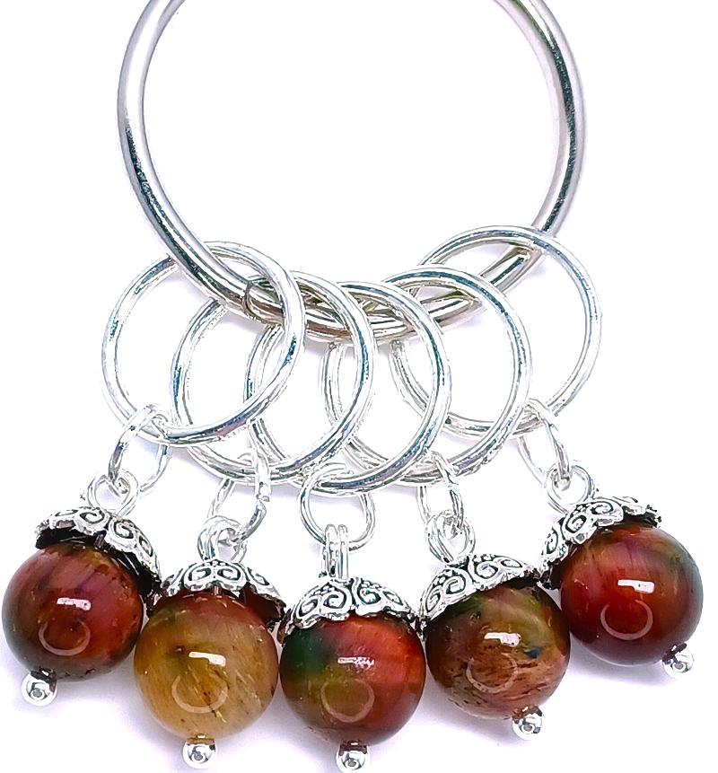 MikieLou Stitch Markers Premium Dragon Blood Jasper Gemstone Knitting 