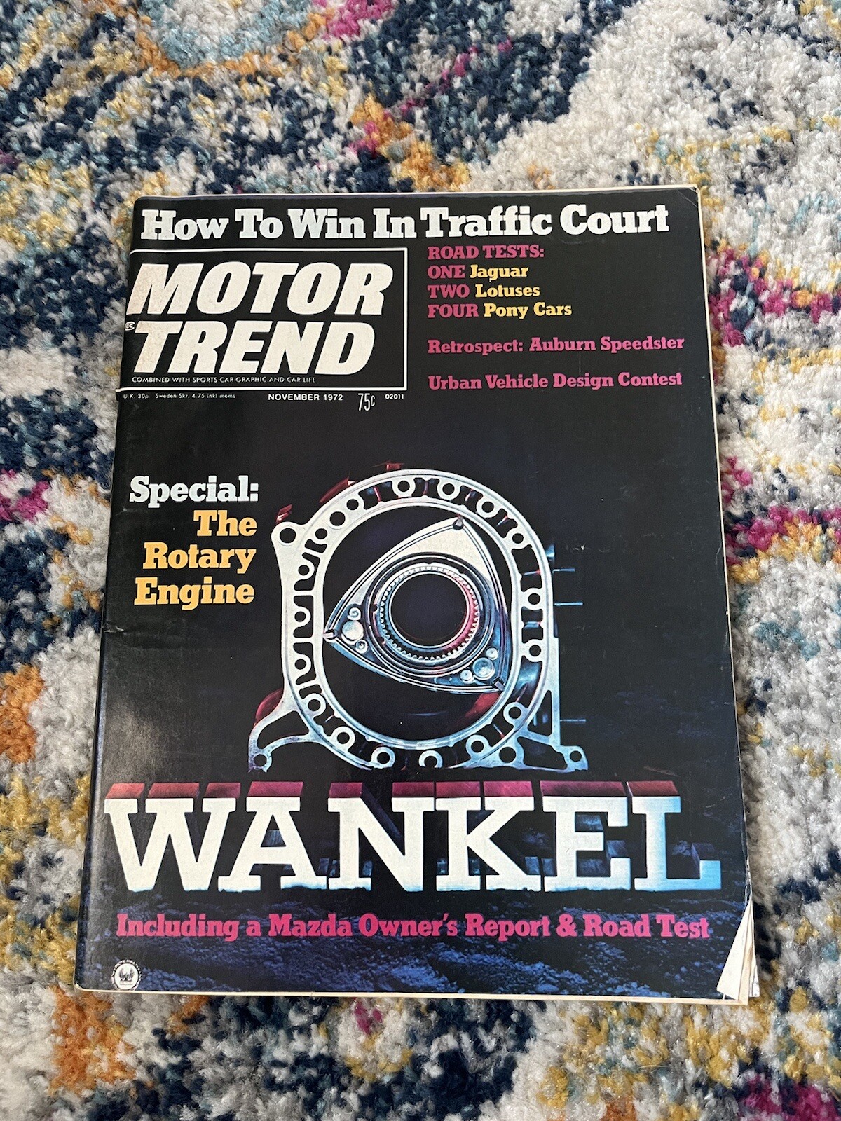 Motor Trend Magazine November 1972- Wankel Engine, Jaguar XJ12
