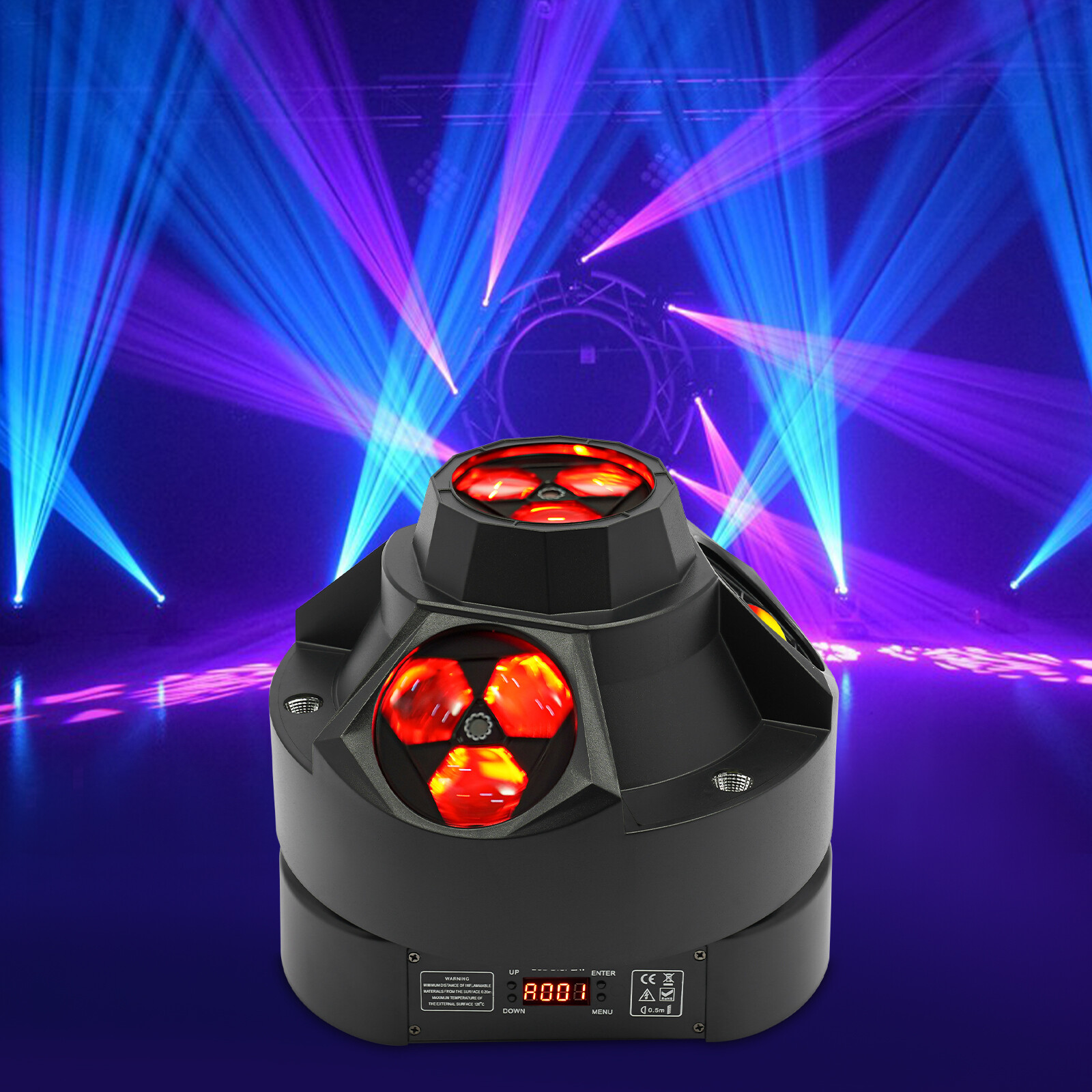 LED Stage Light RGBW 4-in-1 LEDs Stage Lights DJ Party Black Light 26*26*24cm US