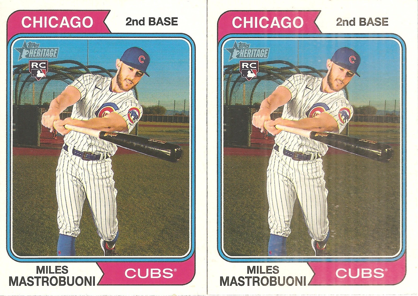 2 CARD 2023 TOPPS HERITAGE MILES MASTROBUONI ROOKIE BASEBALL CARD LOT