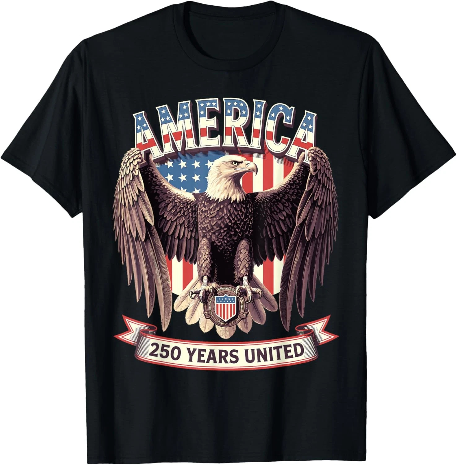 USA 250 Years United Bald Eagle Patriotic Flag Graphic Unisex T-Shirt