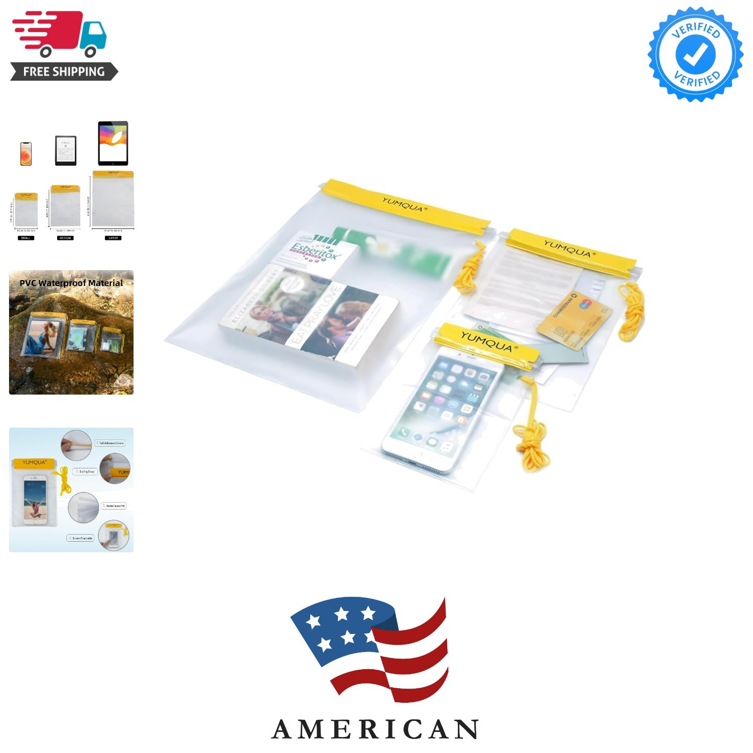 Clear Waterproof Bags, 3PACK Water Tight Cases Water Proof Pouch Small Dry Ba...