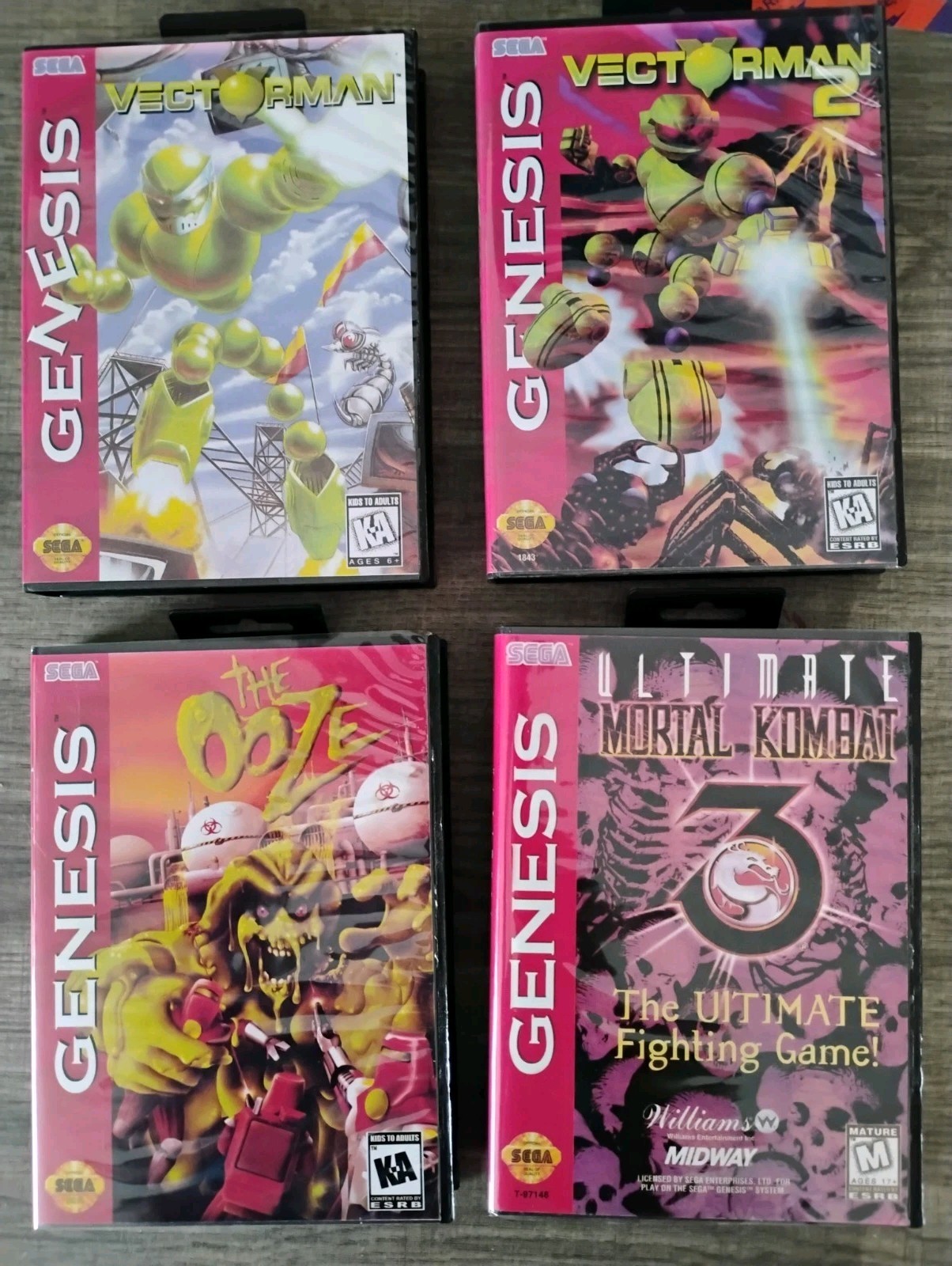 Sega Genesis Plastic Repro Cases For Cardboard Boxes Vectorman Ooze UMK3