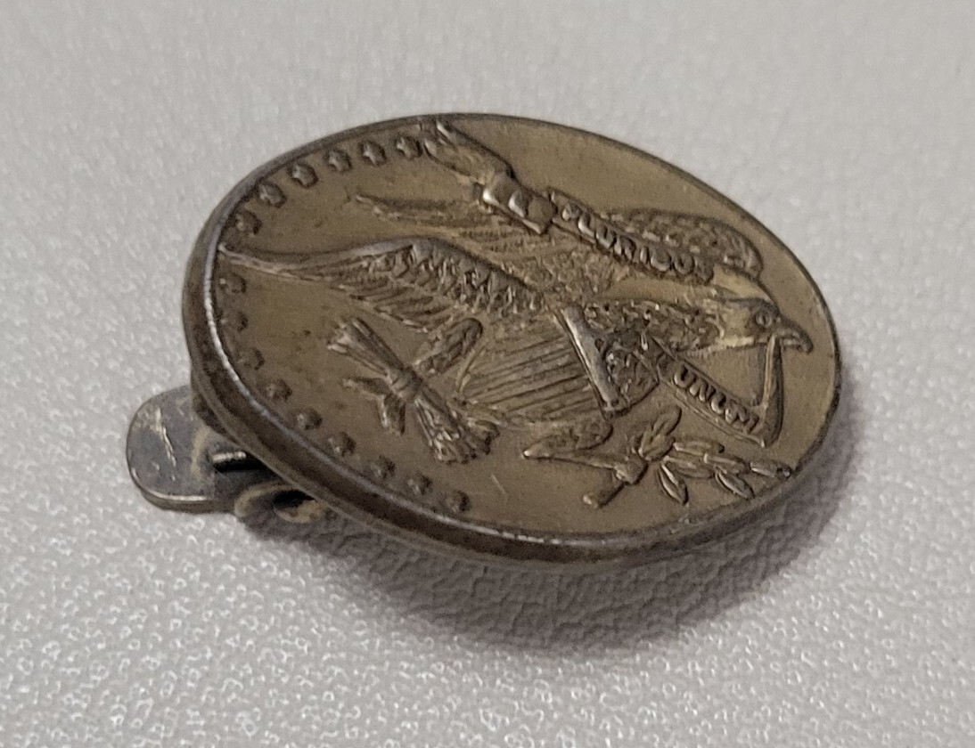 Vintage E Pluribus Unum Brass Tone Tie Bar Clip Great Seal United States