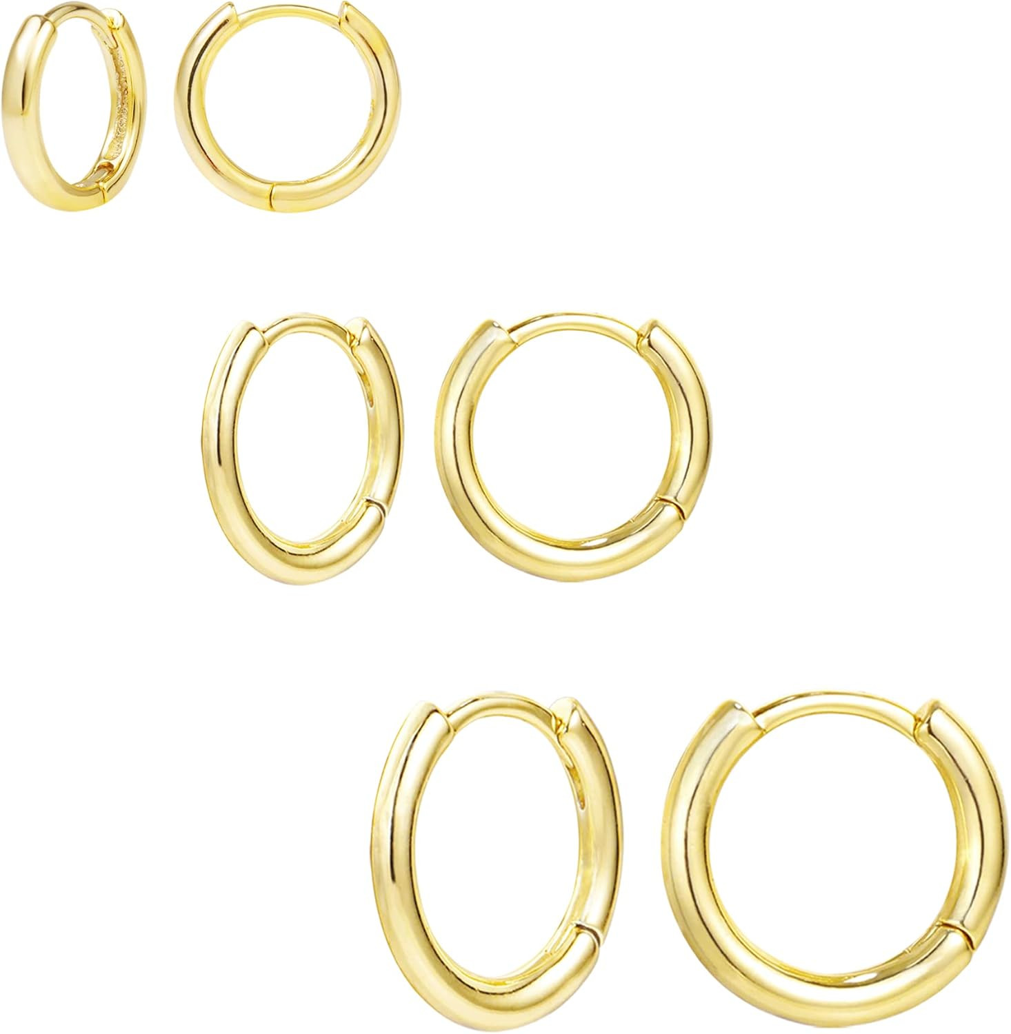 14K Gold Small Huggie Hoop Earrings for Women 925 Sterling Silver Hypoallergenic