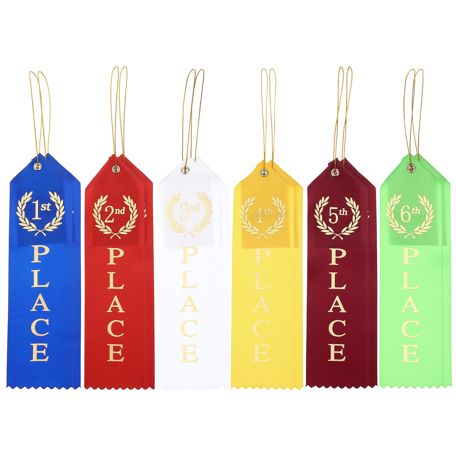 12Pcs Award Ribbons with Even Card and Rope, 6Color