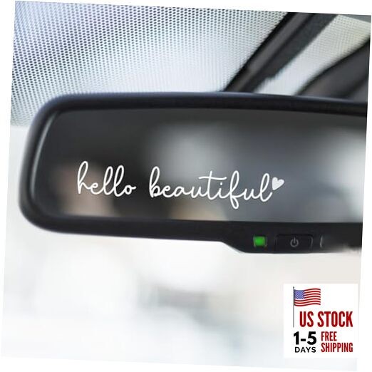3X Rearview Mirror Decal, Cars Decoration For Women, Cute Car Hello Beautiful