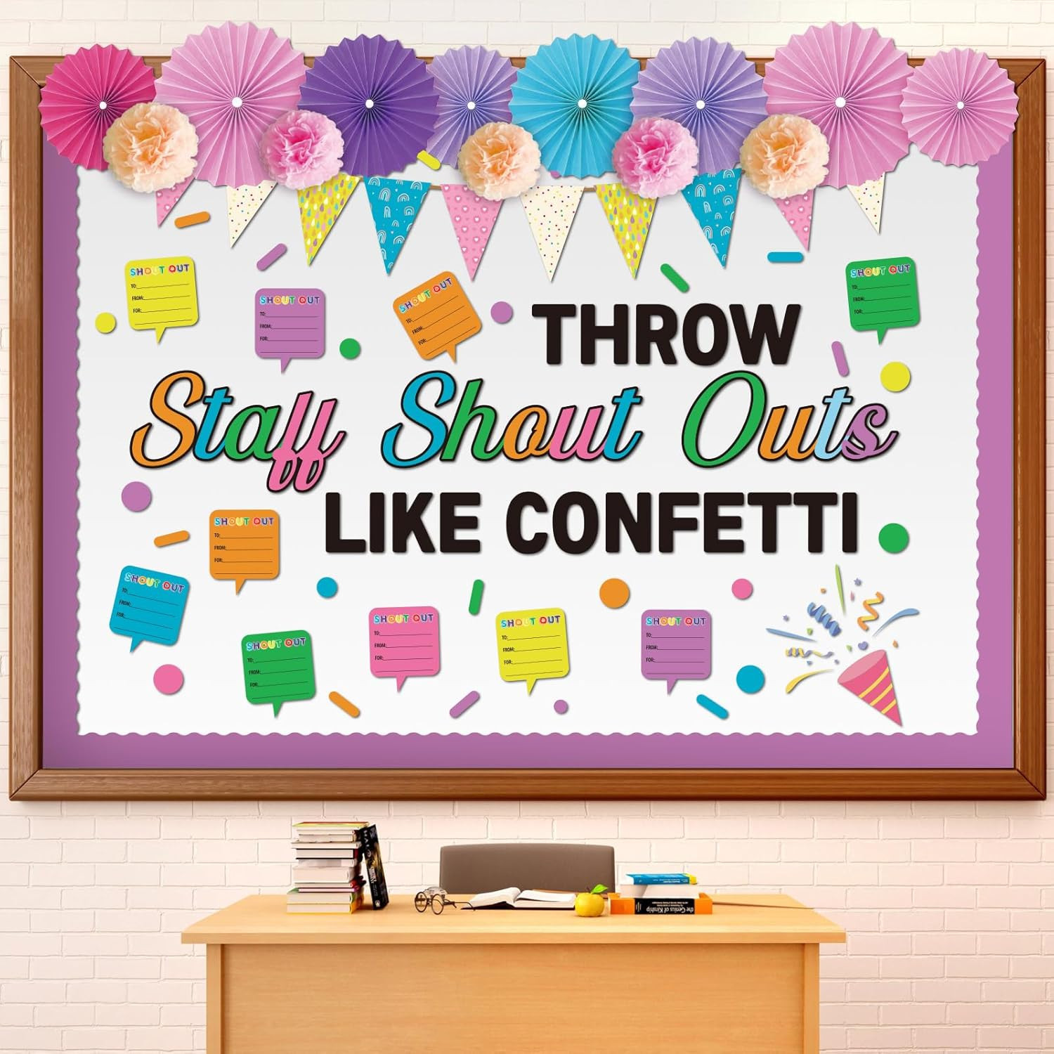 97 Pcs Staff Shout Out Bulletin Board Decorations 3D Throw Staff Shout Out like 