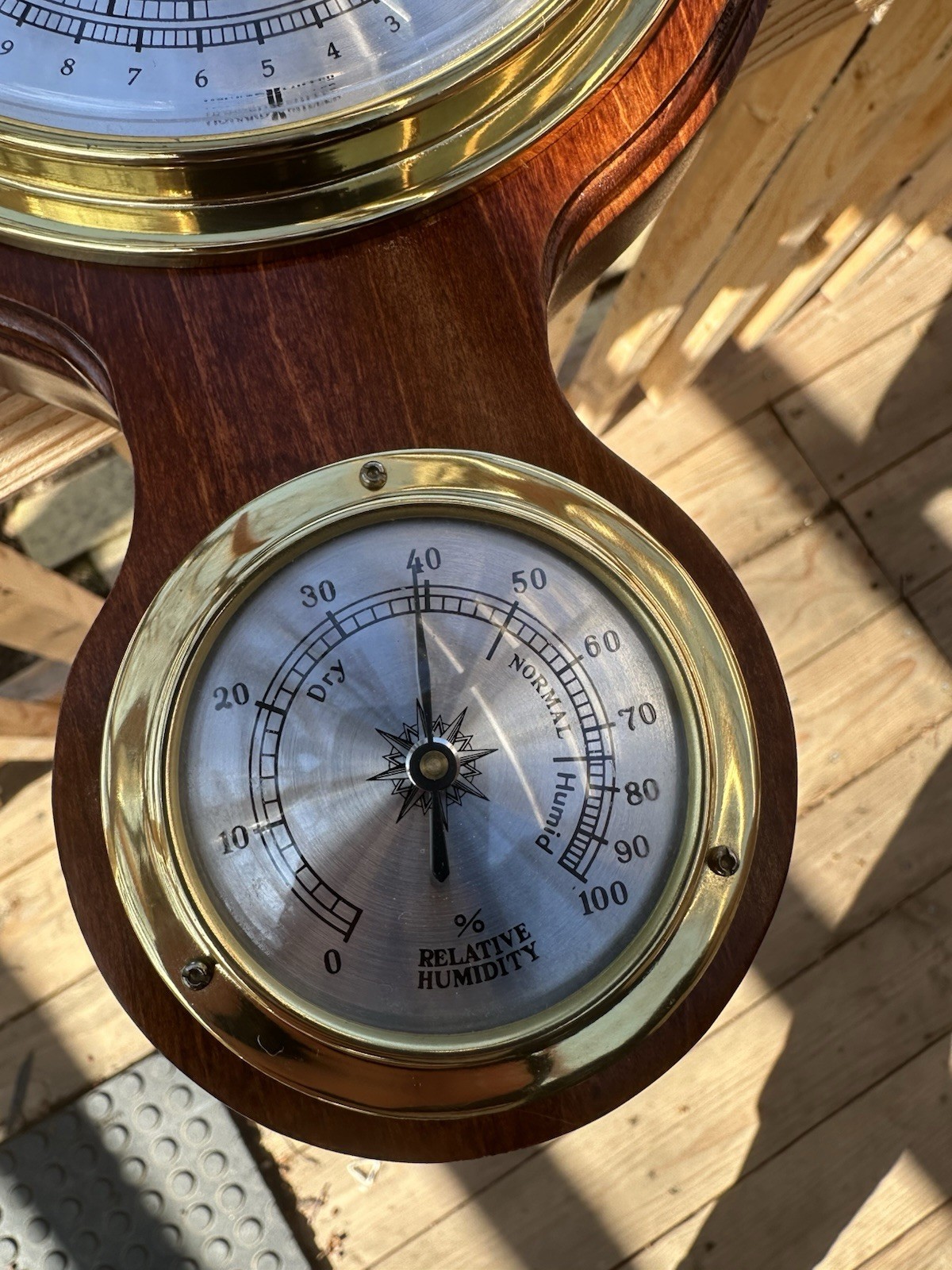 Howard Miller 612-712 Wall Weather Station Wood Brass Barometer Thermometer 