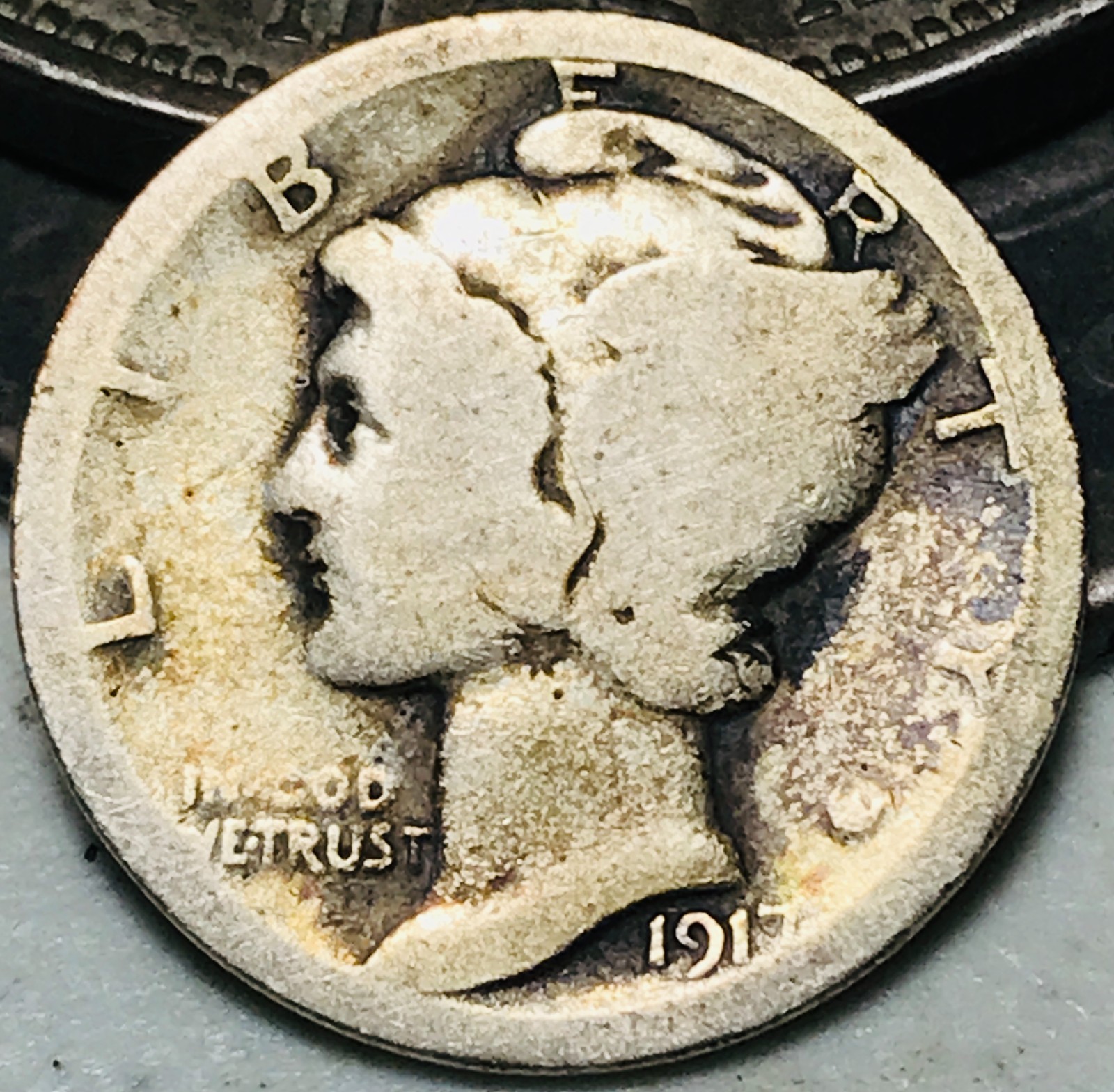 1917 D Mercury Dime 10c Liberty Head Ungraded 90% Silver US Coin CC26888