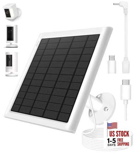 8W Solar Panel for Ring Camera, Solar Panel Charger Compatible with 1 White