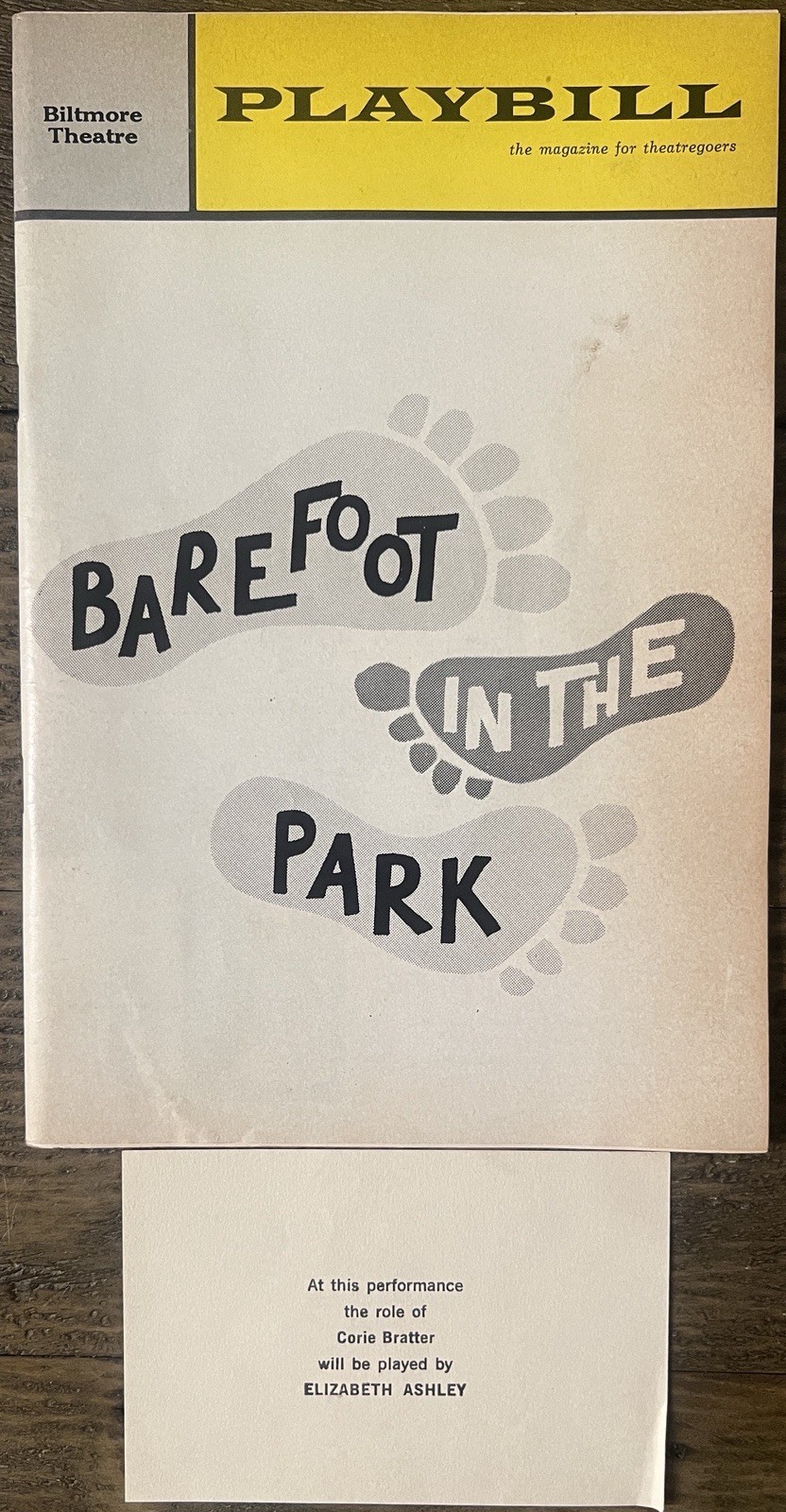 Vintage 1964 Barefoot in the Park Broadway Playbill Biltmore w Understudy Insert