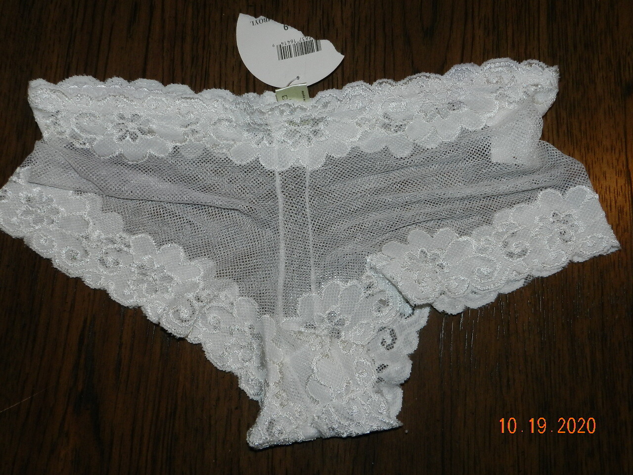 VTG Jolie white mesh Panties Flowers Nylon spandex Panty Boyshorts 9