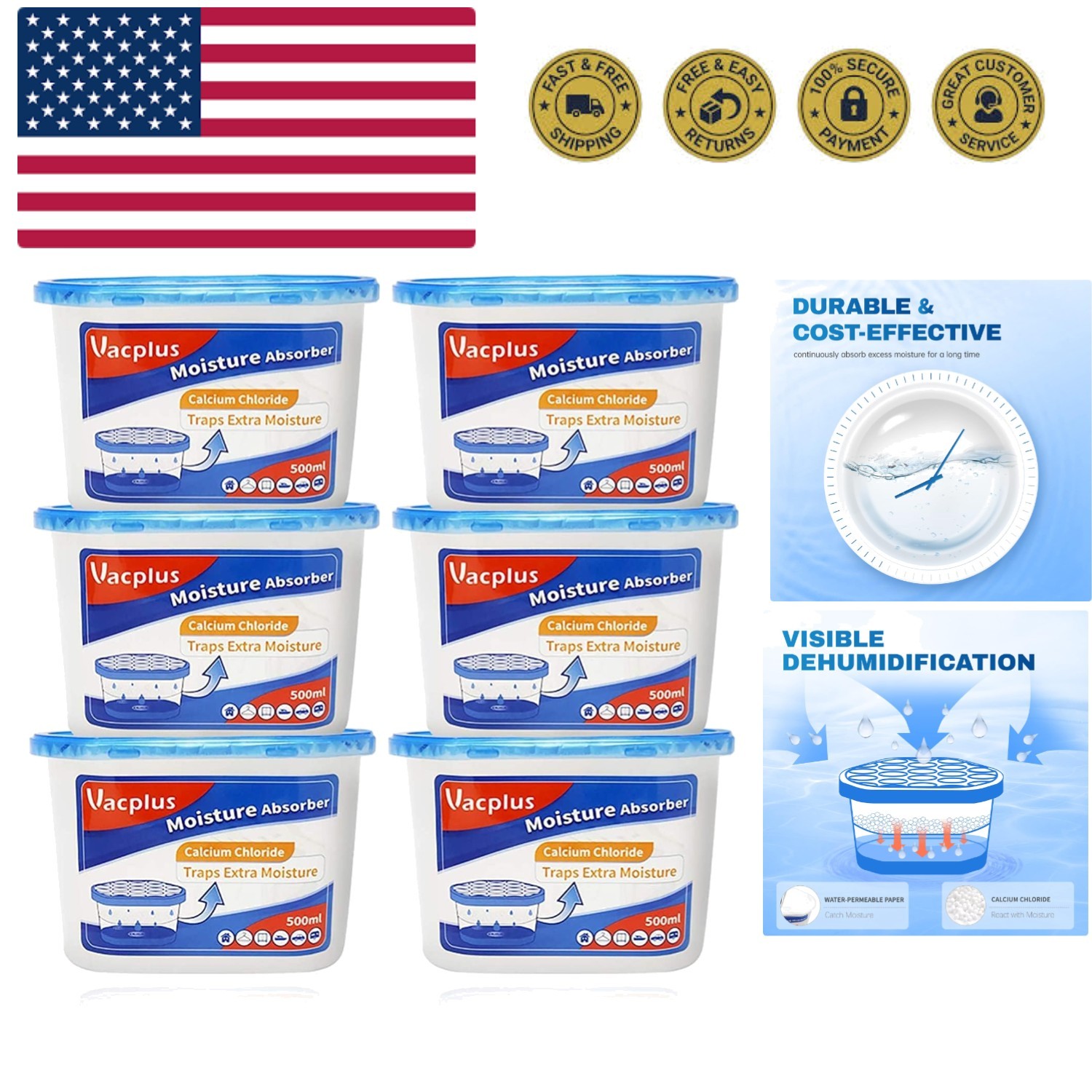 Moisture Absorbers 6 Pack, Portable Humidity Absorber Boxes for Your Bathroom...