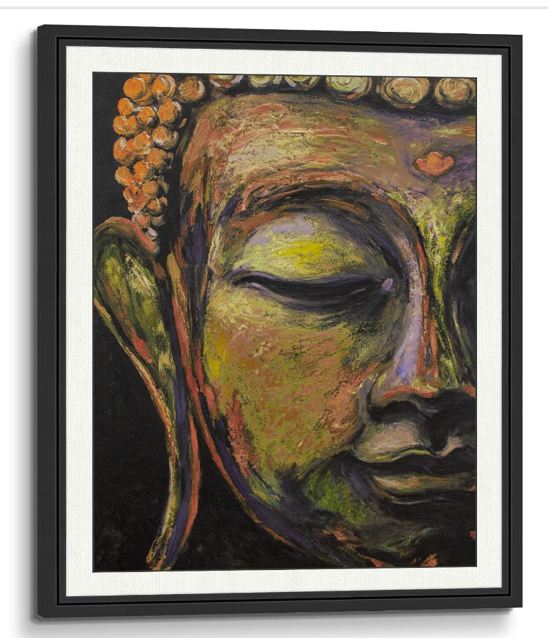 3D Printed Hand Painted Simulation Buddha Colorful Bronze 24x19 Handmade Frame