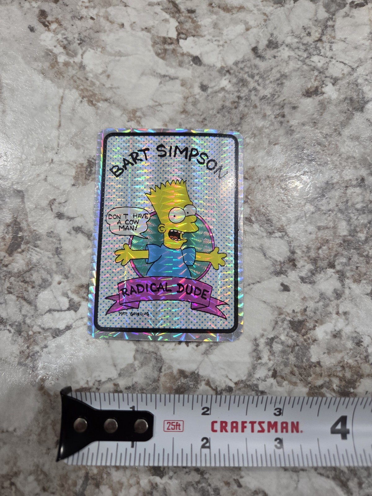 1980s The Simpsons Vending Machine Prism Shiny Sticker Bart Don't Have a Cow Man