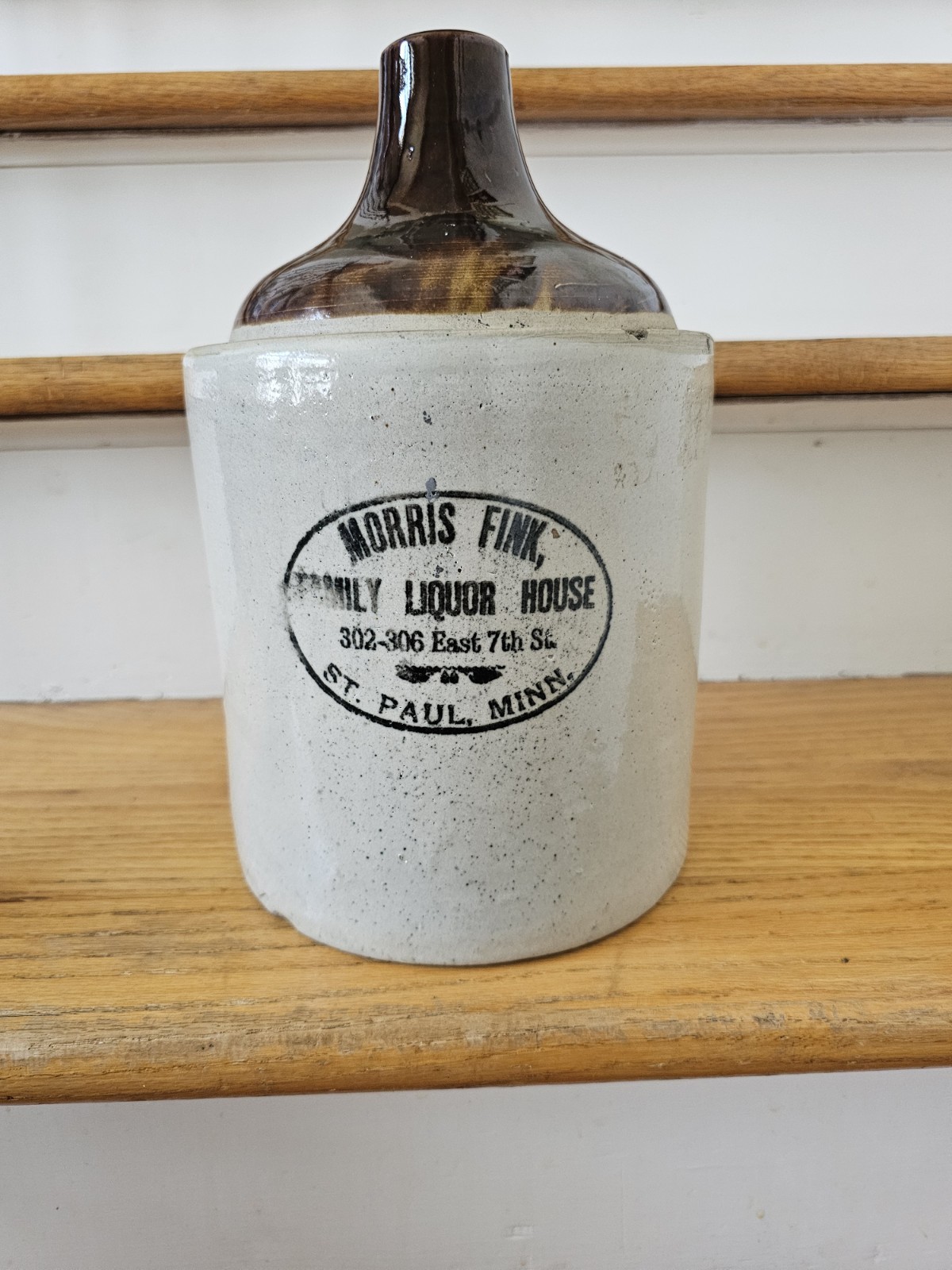Red Wing Stoneware Advertising Crock Jug Morris Fink St Paul Minnesota 1 Gallon 