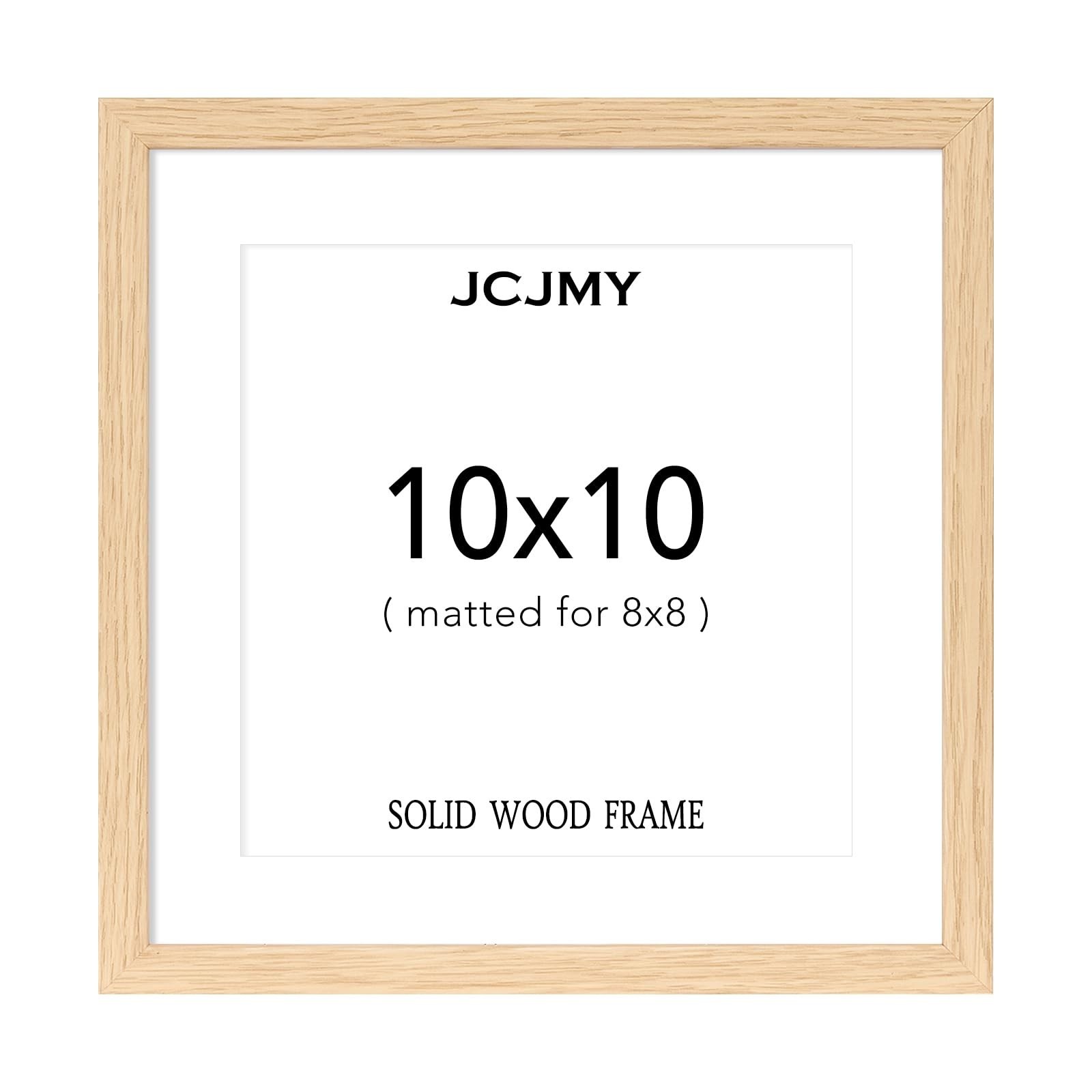 10x10 Picture Frame, Solid Wood Frame, Display 8x8 with Mat or 10 x 10 withou...