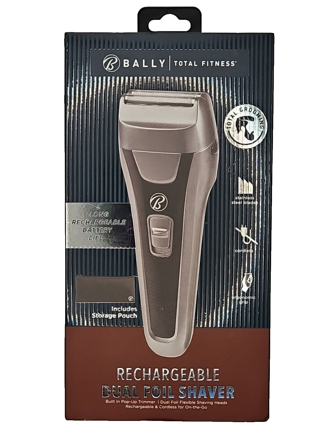 Bally Total Fitness Men's Shaver Rechargeable Dual Foil MID#4590624 NIB Cordless