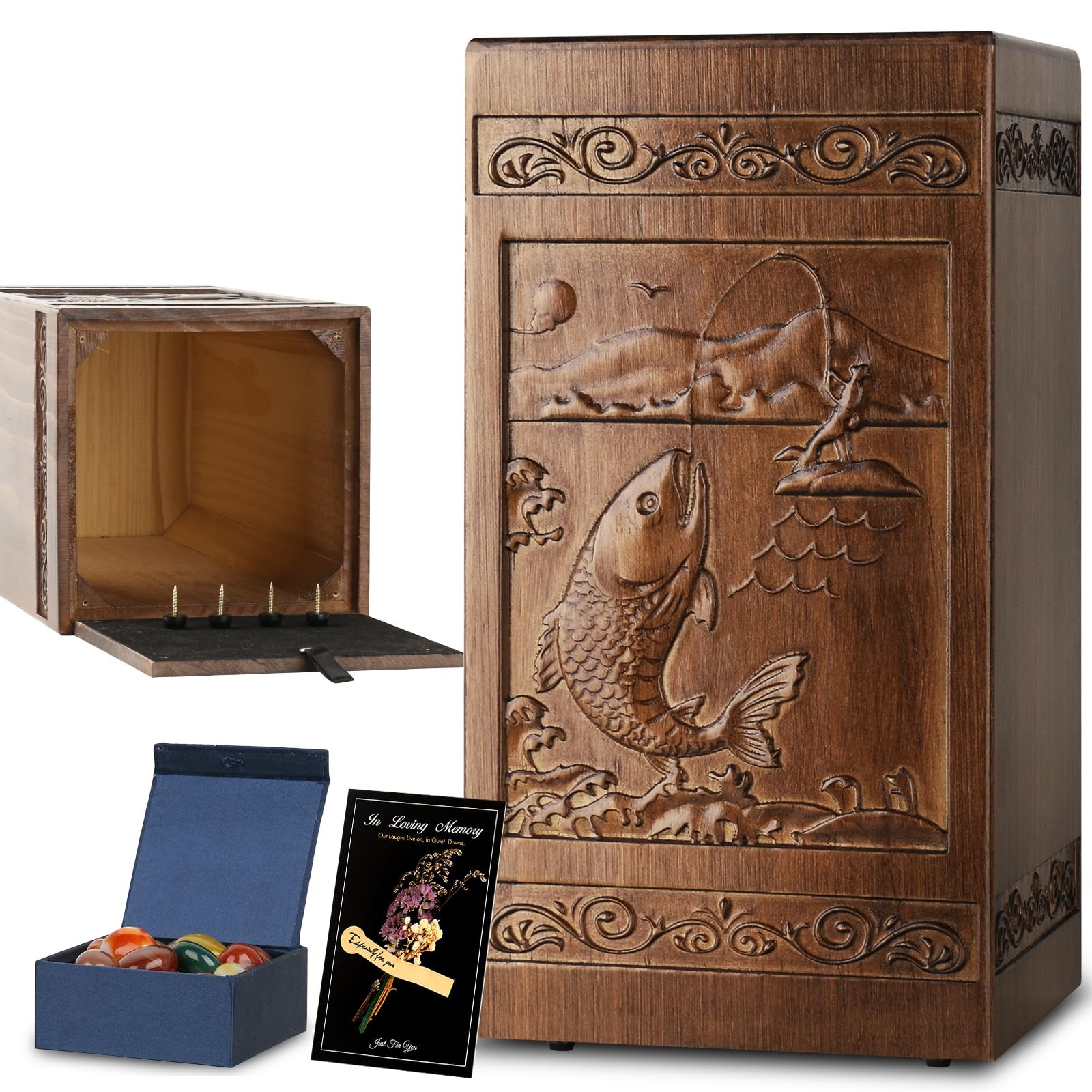 Urn for Ashes Adult Male, Wooden Urns for Human Ashes Adult Man Women, Hand-C...