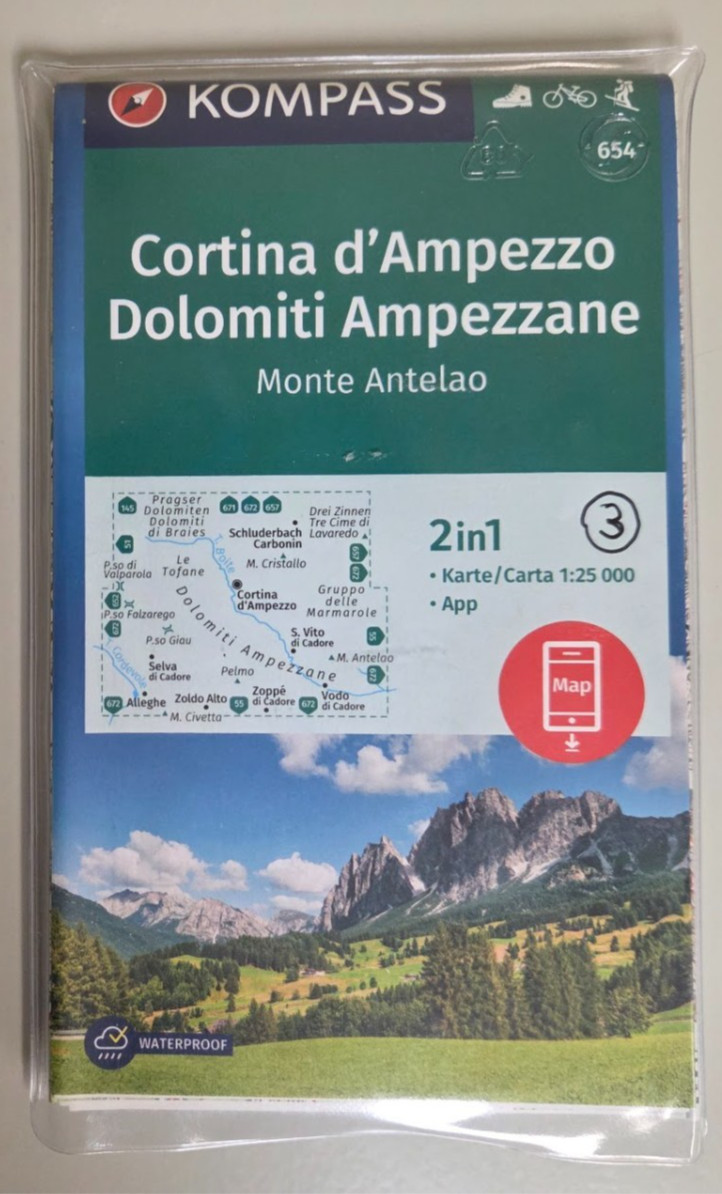 Kompass Hiking Map 654, Cortina d'Ampezzo Dolomiti Ampezzane Monte Antelao Italy