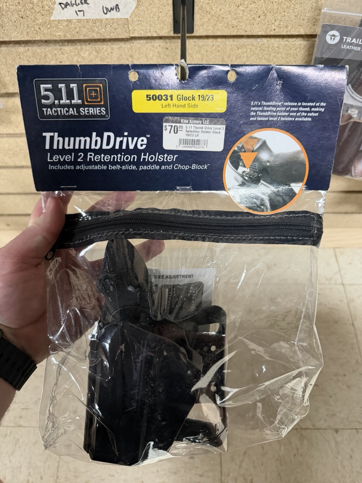 5.11 Tactical ThumbDrive Level 2 Holster Black Left Belt Paddle Glock 19/23