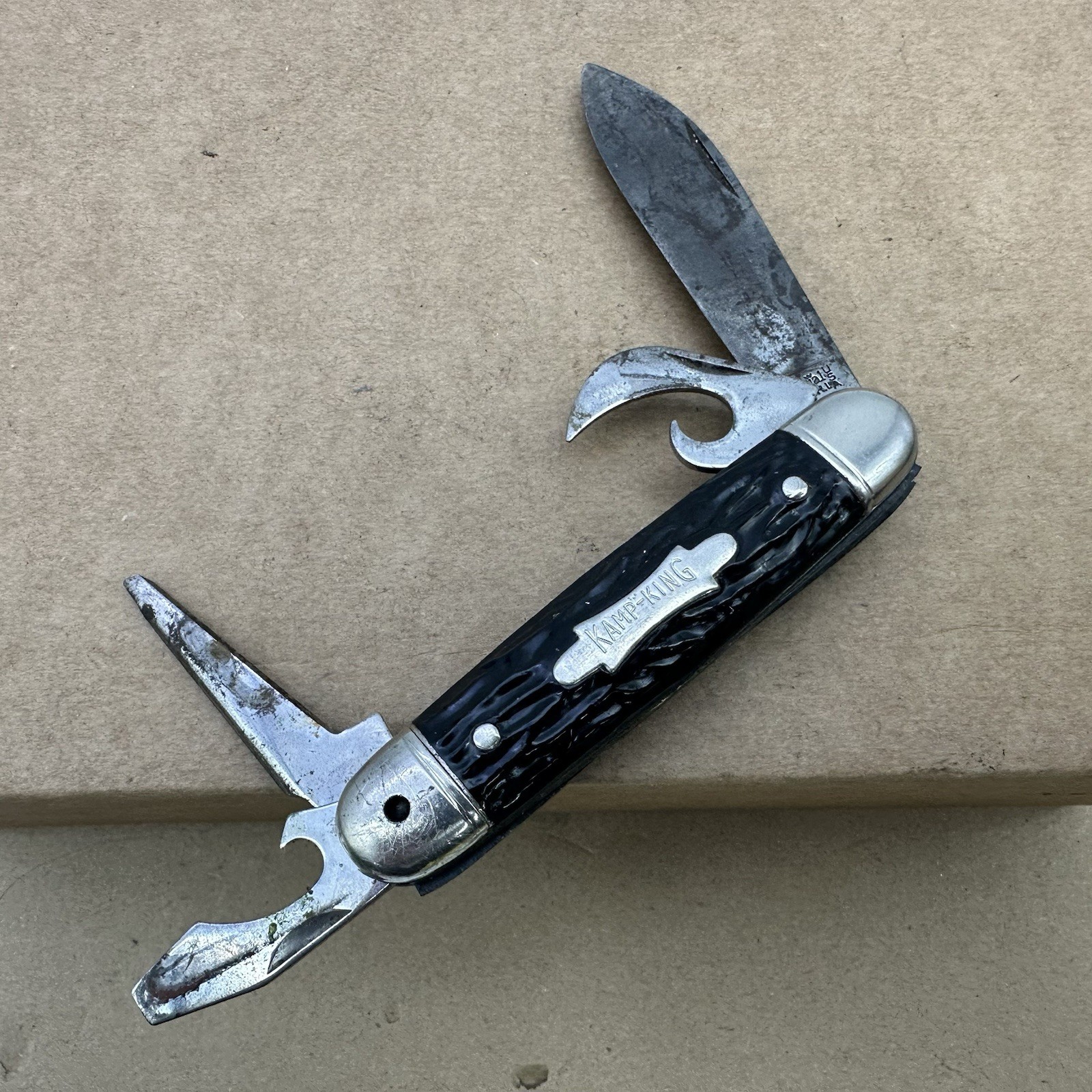 VINTAGE IMPERIAL KAMP KING CAMPING FOLDING POCKET KNIFE MADE IN USA