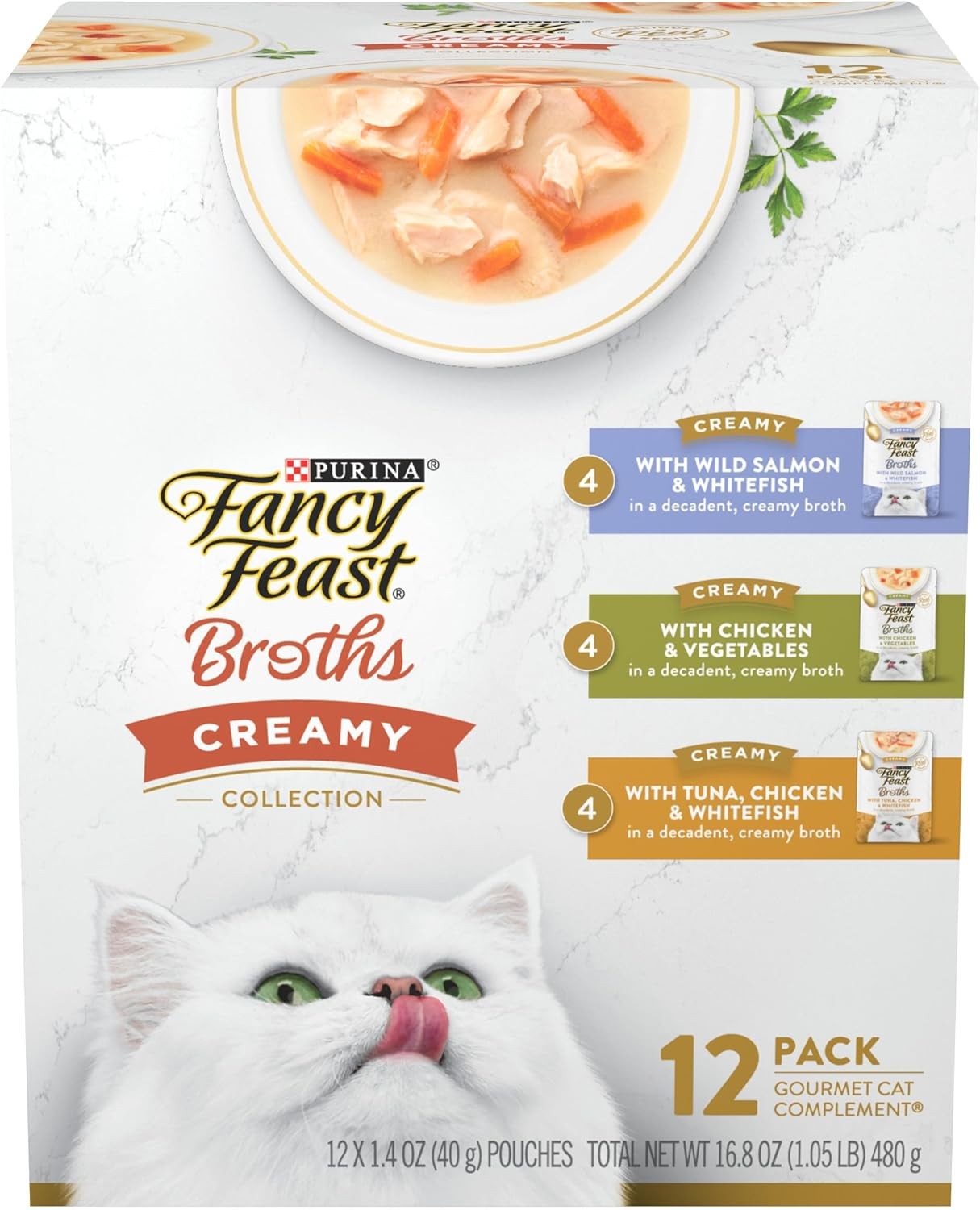 Purina Fancy Feast Lickable Broth Topper Complement Creamy Wet Cat Food Variety