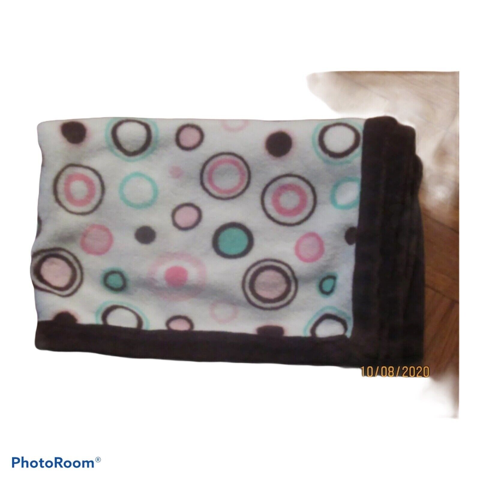 Carters Circles Dots Baby Blanket Brown pink teal White Cream Ivory Spots HTF