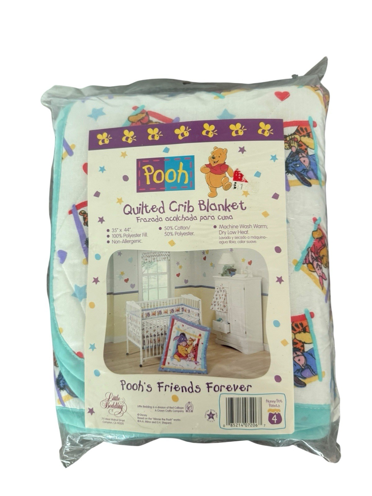 Disney Winnie The Pooh Quilted Crib Blanket Tigger Eeyore Piglet Owl Pooh NEW