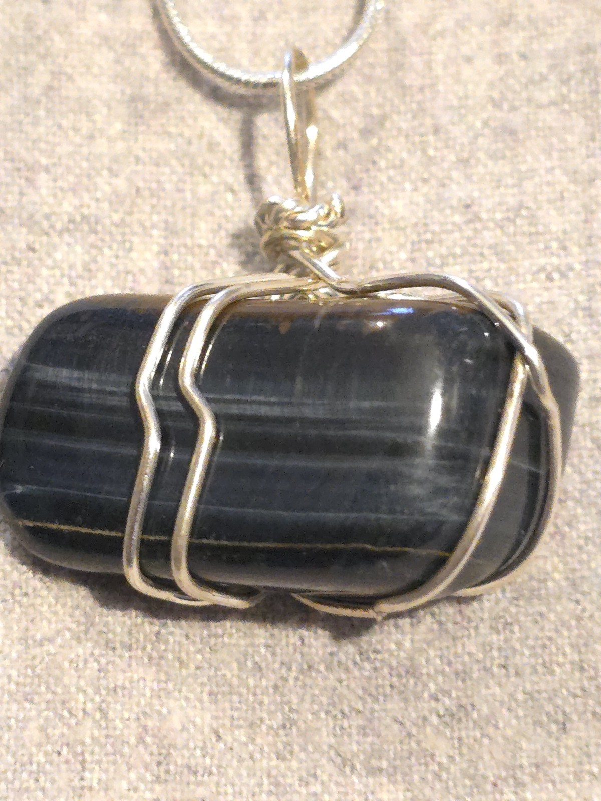 Blue Tiger Eye Pendant On A Sterling Silver Necklace