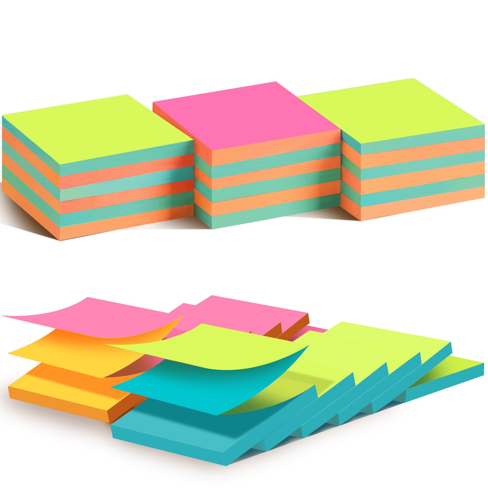 (18 Pads) Pop Up Sticky Notes 3x3 Refills, Alternating inches, Alernating 
