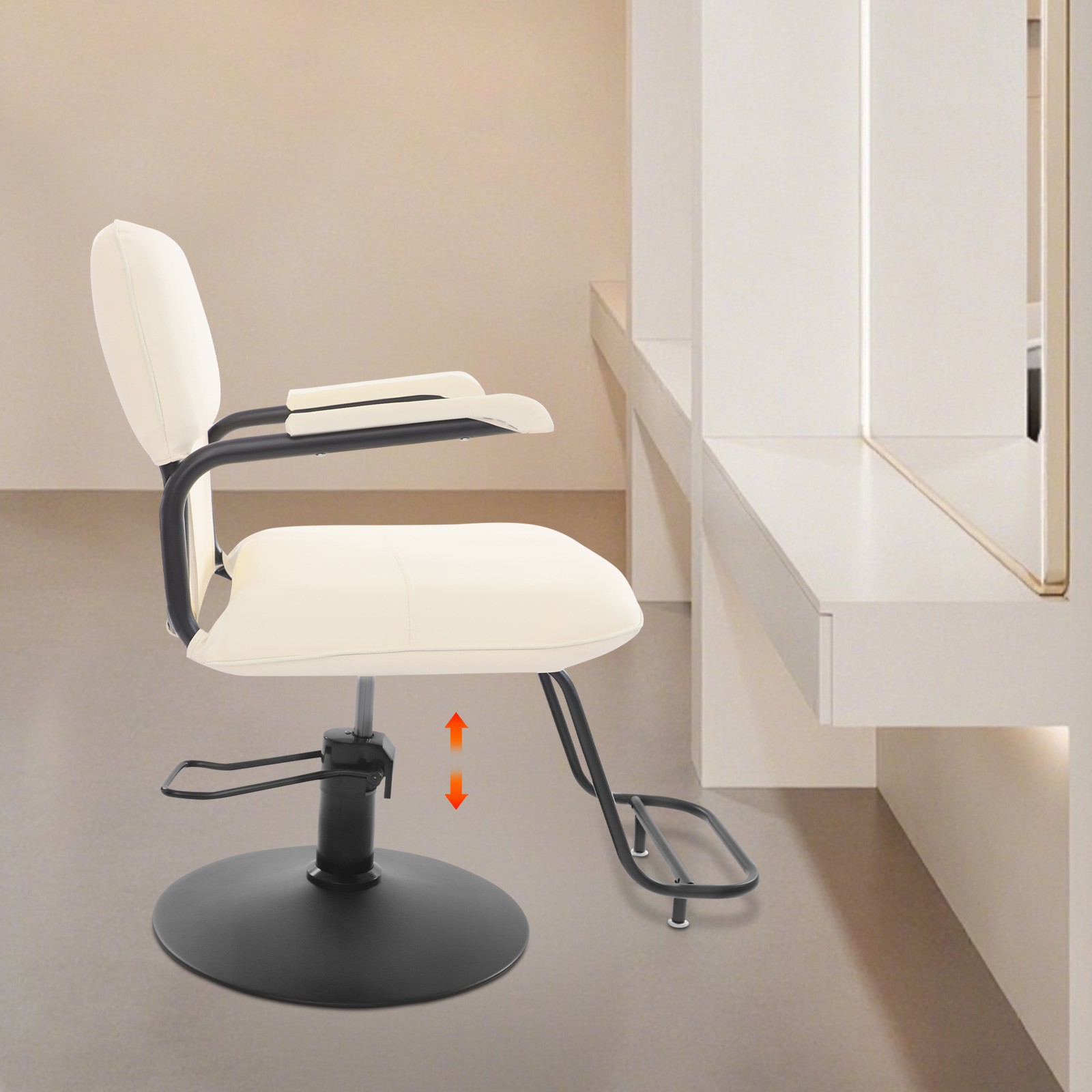 Salon Styling Chair, 360° Swivel Barber Chair, Adjustable Beauty Chair -white