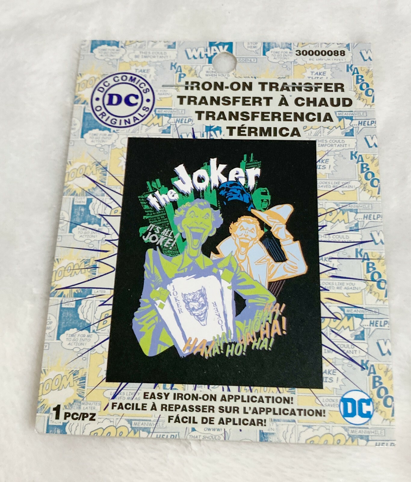 DC Comics, The Joker from Batman Iron On Transfer, Instructions, 3.25 x 4.5 In.