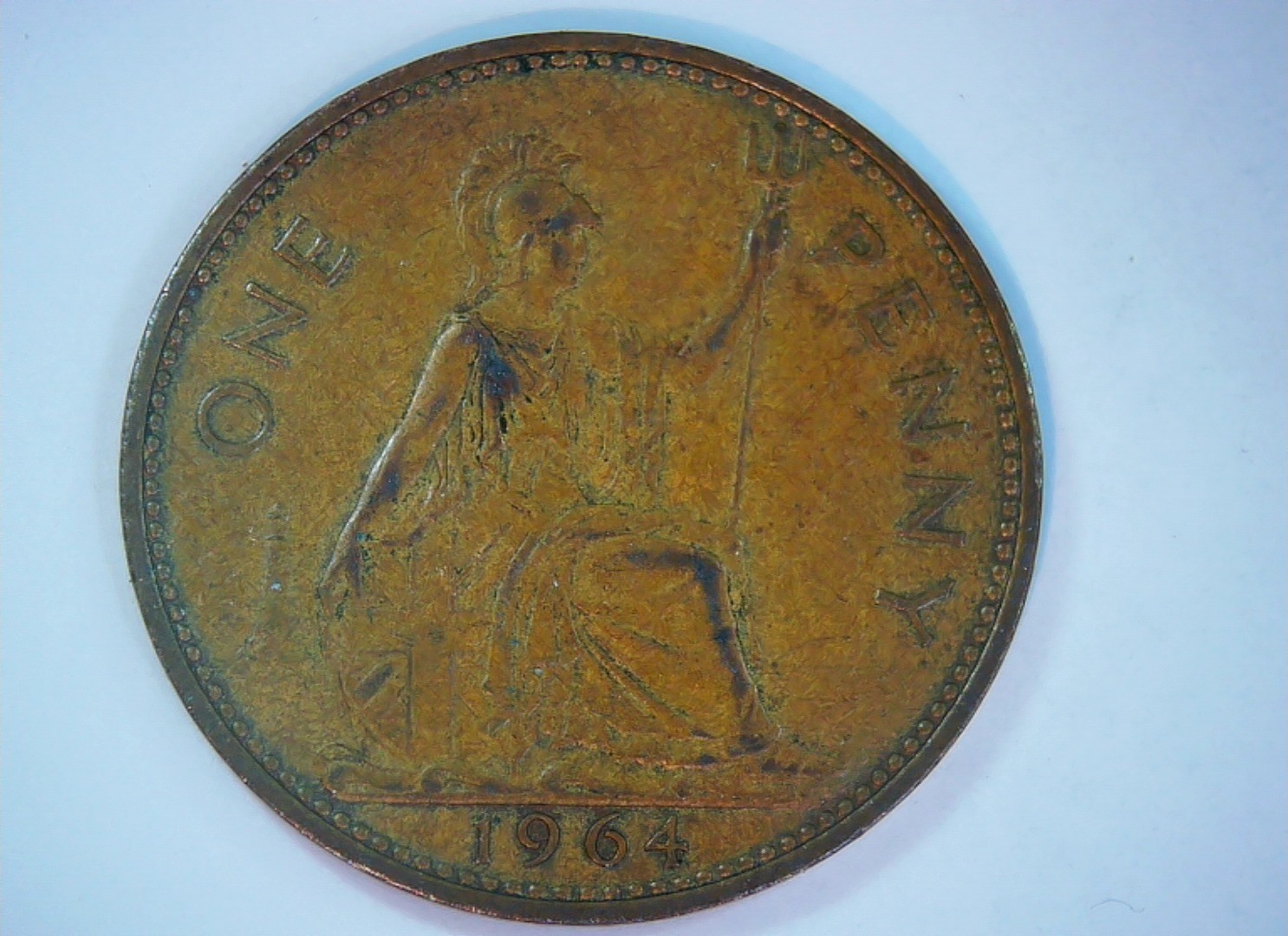 UK 1964 1 p Elizabeth II Penny (Young Head; Britannia reverse) Coin