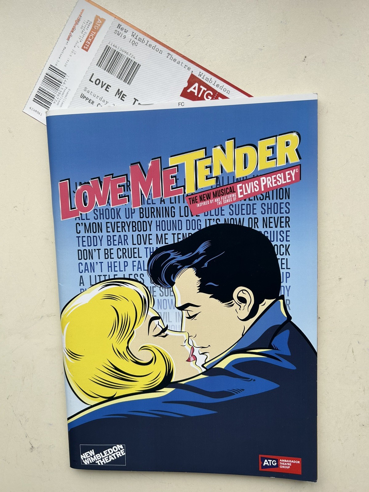 LOVE ME TENDER  the Musical Theatre Programme and ticket BEN LEWIS