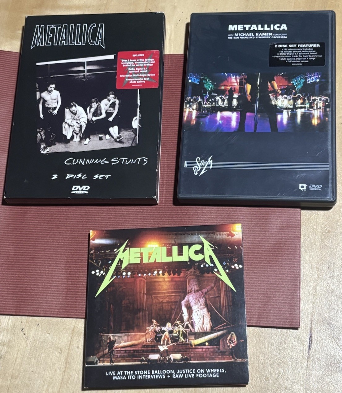 METALLICA Very Rare Lot 3 DVD’s - Cunning Stunts. S&M, Live At The Stone Balloon