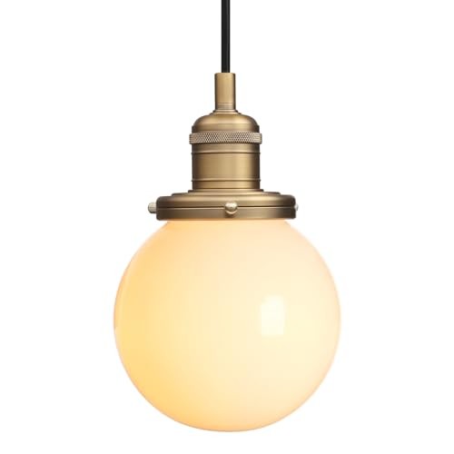  Indoor Pendant Light with Milk White Globe, 1-Light Modern Vintage Antique