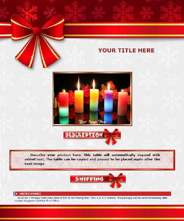 AUCTION TEMPLATE Bow Design - With FREE Emal Shipping