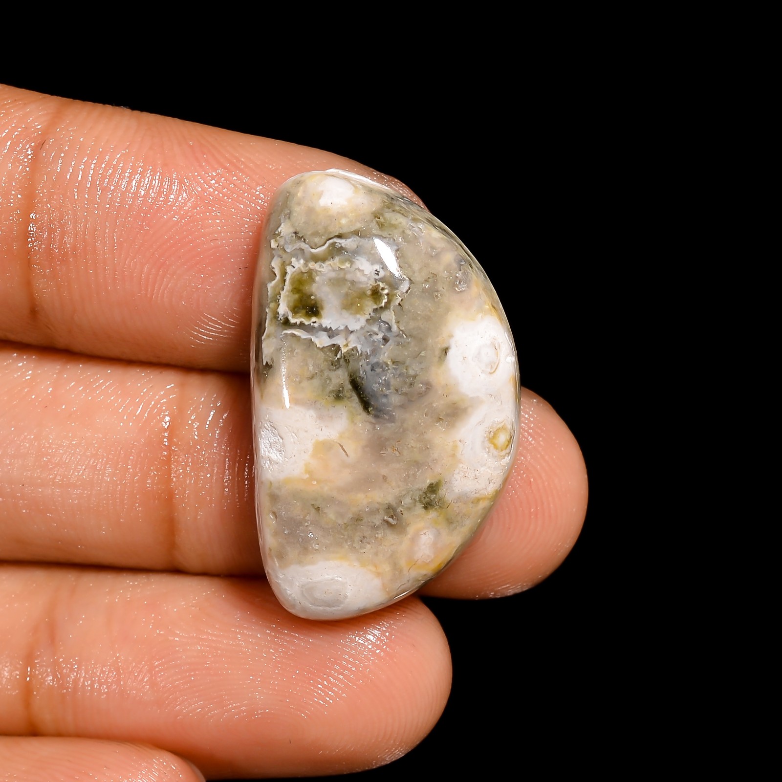 Natural Ocean Jasper Fancy Shape Cabochon Loose Gemstone 24.5 Ct 27X16X7mm A1772