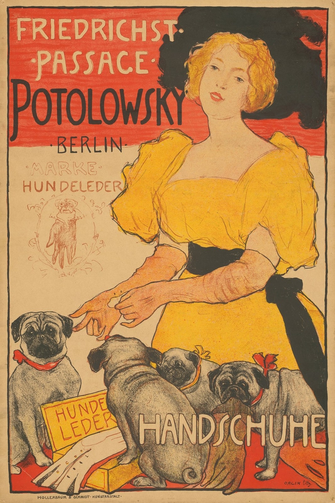 Vintage Berlin Gloves Poster 🐶 - Art Deco Print - 24x36” - Early 20th Century