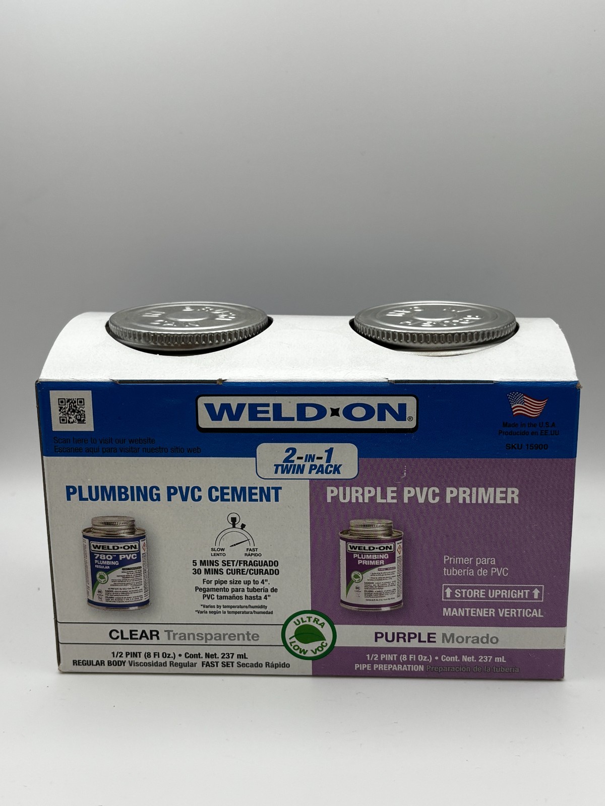 Weld On 2-in-1 Twin Pack Plumbing PVC Cement Purple Primer