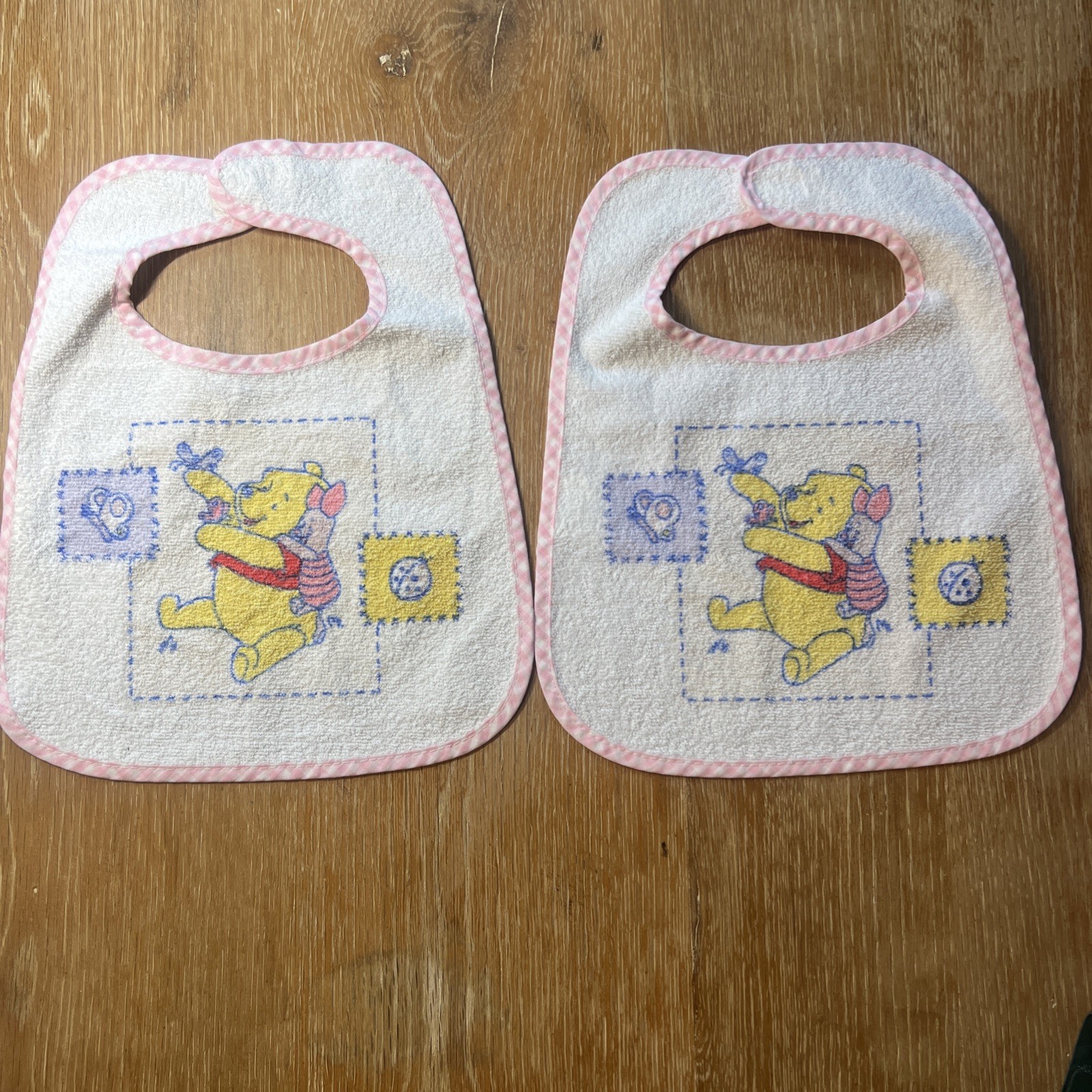 Vintage Disney Baby Winnie The Pooh Baby Feeding Bibs Lot Of 2