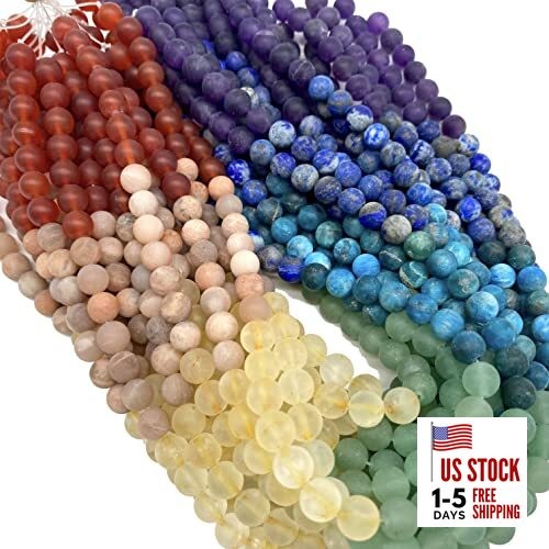 ABCGEMS Matte Seven Chakra Beads (The Ultimate Combination High-Energy 7 Chakra